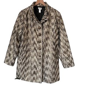 Soft Surroundings Boucle Tweed Metallic Multi Coat Jacket Sz Large Button Front